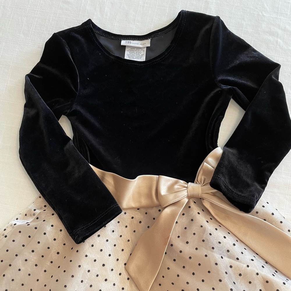 BONNIE JEAN Layered tulle & crinoline black & gold dress-size 5